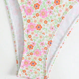Banador bikini bandeau con estampado floral vinculado con aro