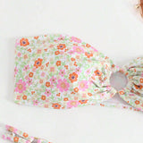 Banador bikini bandeau con estampado floral vinculado con aro