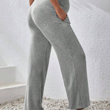 Maternidad Pantalones de cintura ancha de cintura ajustable con bolsillo oblicuo