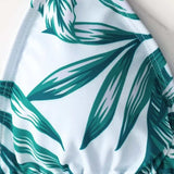 Banador bikini con estampado tropical con cordon lateral con cover up