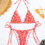 Banador bikini triangulo halter con estampado floral