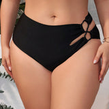 Swim Vcay Fondo De Bikini De Cintura Alta Para Mujer De Talla Grande Con Recortes Laterales