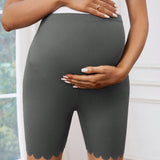 Pantalones De Embarazo Cortos De Punto Ajustables En La Cintura Y Entallados