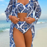 Women'S Floral Printed Two-Piece Swimsuit Set