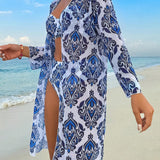 Women'S Floral Printed Two-Piece Swimsuit Set