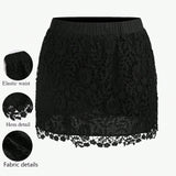 Prive Plus Size Women's Lace Patchwork Elastic Waist Skirt