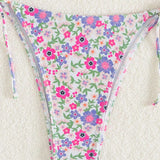 Conjunto De Bikini Bandeau Con Estampado Floral Para Mujer