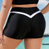 Swim Curve Pantalones Cortos De Natacion Para Mujer De Talla Grande Con Bloques De Color