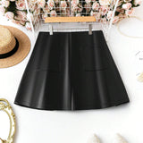 LUNE Plus Size Women's Double Pocket Faux Leather Skirt
