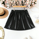 LUNE Plus Size Women's Double Pocket Faux Leather Skirt