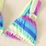 Conjunto De Bikini A Rayas De Colores Para Mujer