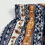 ROMWE Hippie Pantalones Cortos Con Estampado Floral Y Rayas Vintage Con Cintura Fruncida Para Mujer