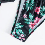 3 Unids/set Top De Bikini De Copa Triangular De Colores Solidos, Parte Inferior De Bikini Estampada Al Azar Y Conjunto De Traje De Bano De Vacaciones Tipo Kimono