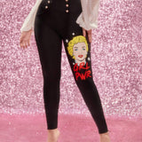 Marilyn Monroe X  Leggings Decorados Con Botones Con Estampado De Personajes Y Estrellas