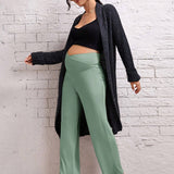 Pantalones De Maternidad Con Cintura Irregular Y Color Solido