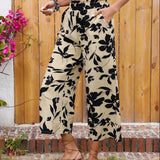 Pantalones Anchos Estilo Vacaciones Con Estampado Floral Para Mujer Para Uso Informal
