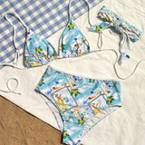 Bikini Impreso Para Mujer Con Escenas De Playa Para Las Vacaciones De Verano Con Traje De Bano Separado