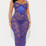 Feelings Of Lust Lace Maxi Gown Babydoll - Pink
