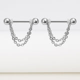 2 piezas/set Anillo de pezon con abalorio de cadena, Piercing perfecto Punk de moda de acero inoxidable para mujeres y hombres, regalo de joyeria corporal