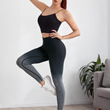 Yoga Trendy Medias de running con estampado degradado Medias de entrenamiento con control de barriga sin costuras de gran elasticidad