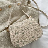 Mini bordado floral de papel del bolso de la paja de la aleta, perfecto para las vacaciones del viaje de la playa del verano
