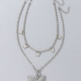ROMWE Collar con colgante moda diamante con cadena brillante cinco puntas con estrella 2
