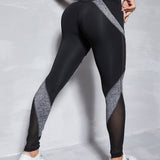 Yoga Future Leggings de dos tonos de cintura ancha con puntada de malla