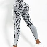 Yoga Trendy Leggings deportivos con estampado de leopardo control de barriga