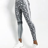 Yoga Trendy Leggings deportivos con estampado de leopardo control de barriga