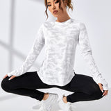 Daily&Casual Camiseta de mujeres deportivo ocio manga larga para Yoga , de aptitud fisica , correr con exterior ejercicio , con profundo escote en v