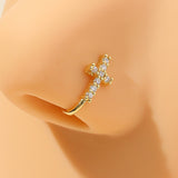 Cuff de nariz con diamante de imitacion decoracion cruzada cobre popular perforacion Joya de cuerpo regalo para mujeres & Hombres