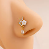 Perno nariz con diamante de imitacion & con diseno de flor cobre popular perforacion Joya de cuerpo regalo para mujeres & Hombres