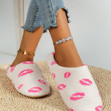 Mujer Zapatillas de dormitorio con patron de labios Chanclas de casa poliester moda