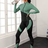Yoga Future Conjunto deportivo de dos tonos con orificios para los pulgares y costuras superiores