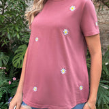 Maternidad Camiseta con bordado floral