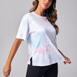 Street Sport Camiseta deportiva de tie dye bajo con abertura de hombros caidos