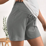Maternidad Shorts de cintura ancha de cintura con cordon