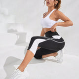 Yoga Future Leggings deportivos capri de color combinado de cintura ancha