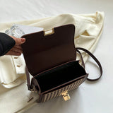 Mini Bolsa Cuadrada Vintage De Cuadros Pequenos Con Solapa Tipo Patchwork Para Mujeres, Bolsa De Cruzar Para Viaje Al Trabajo