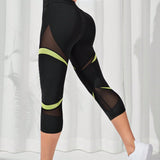 Yoga Future Leggings deportivos de malla en contraste de cintura ancha
