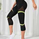 Yoga Future Leggings deportivos de malla en contraste de cintura ancha