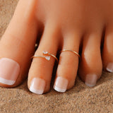 Set 2 zirconia cubica dedo de pie anillos para mujeres