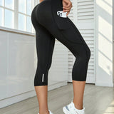 Yoga Future Leggings deportivos capri de cintura ancha con bolsillo de movil lateral