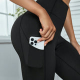 Yoga Future Leggings deportivos capri de cintura ancha con bolsillo de movil lateral
