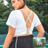 Leisure Camiseta deportiva crop con tira cruzada de espalda abierta