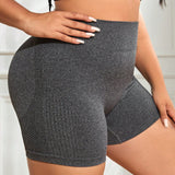 Yoga Basic Talla grande Shorts deportivos de cintura ancha tejido de canale