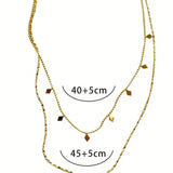Set De Collar De 2 Piezas Brillante Con Cadenas De Petalos, Multiples Capas Geometricas Con Borlas Para Mujeres, Dorado