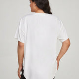 Daily&Casual Talla grande Camiseta deportiva unicolor de hombros caidos bajo curvo