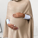 Maternidad Poncho cuello alto de manga capa tejido de canale