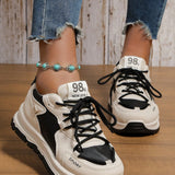 Mujer Zapatos de atletismo con parche de letra con cordon delantero moda artificial de cuero para